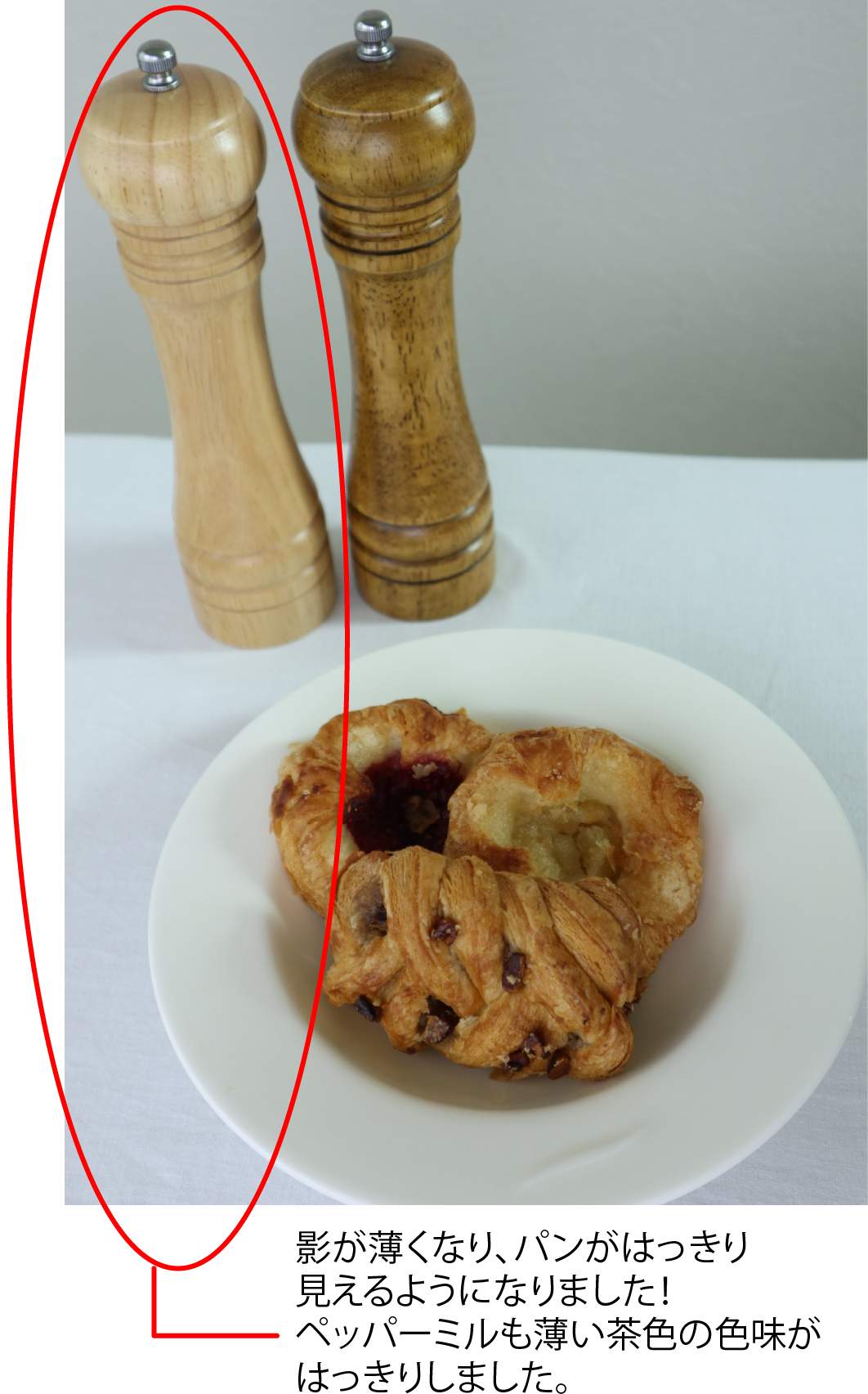 左右から自然光を当てたパターンの説明画像